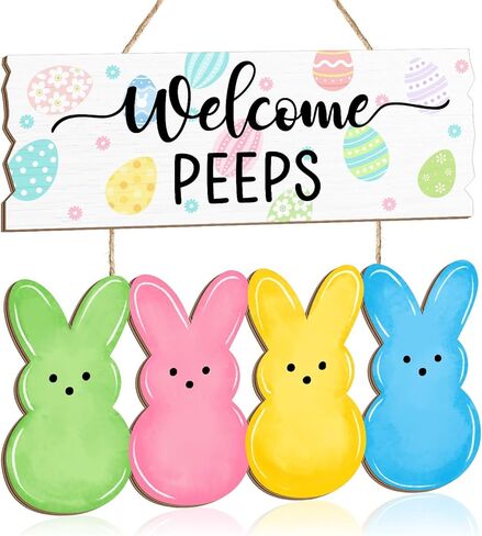 ترحيب اللمحات عيد الفصح علامة الباب، سعيد عيد الفصح البيض الأرنب أرنب باب شماعات الزينة، إكليل خشبي الربيع علامات معلقة للمنزل جدار نافذة ساحة مزرعة ديكور داخلي في الهواء الطلق in Kuwait