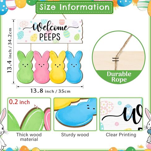 ترحيب اللمحات عيد الفصح علامة الباب، سعيد عيد الفصح البيض الأرنب أرنب باب شماعات الزينة، إكليل خشبي الربيع علامات معلقة للمنزل جدار نافذة ساحة مزرعة ديكور داخلي في الهواء الطلق in Kuwait