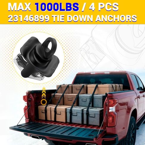 23146899 Truck Bed Tie Down Anchors Replacement for 2014-2024 Silverado Sierra, 2015-2024 Colorado Canyon Truck Bed Cargo Tie Downs, Pack of 4 in Saudi Arabia