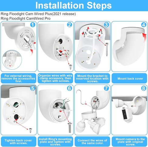 Eave Mount for Ring Floodlight Cam Wired Plus/Pro، Ring Smart Lighting Floodlight، كاميرات Floodlight السلكية Blink، كاميرا Wyze Floodlight V2/Pro وRoku Flood Light Cam، سهلة التركيب in Kuwait