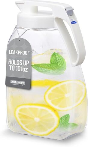 QuickServe Airtight Pitcher - 2.1L (70oz), Heat Resistant, BPA-Free SAN Plastic, One Touch Open & Close, Space-Saving, Made in Japan - White in Saudi Arabia