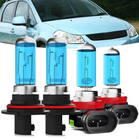 مصابيح أمامية هالوجين مناسبة لمصابيح المصابيح الأمامية سوزوكي SX4 2007-2013، 9007/HB5 عوارض عالية/منخفضة + مصابيح ضباب h11 أضواء أمامية ساطعة، التوصيل والتشغيل، حزمة من 4 in Kuwait