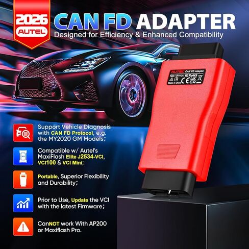محول Autel CAN FD لعام 2026، يدعم بروتوكول CANFD لـ GM 2020+، لـ Ford 2021+، لسيارات FCA 2020+، لتويوتا 2020+، وما إلى ذلك، يعمل مع Autel Obd2 Scanner MK808S MX808S MaxiSys Elite MK908 MS908 MS906BT in Saudi Arabia