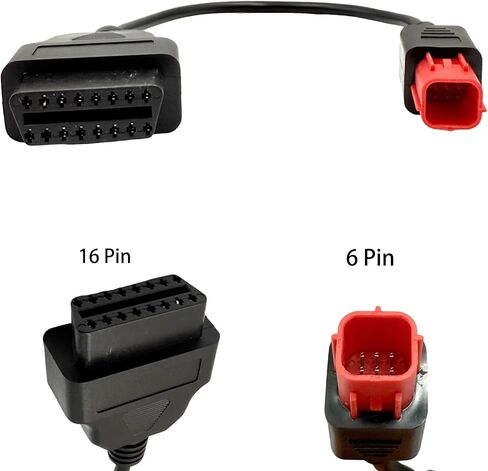 6 Pin to 16 Pin OBD2 Adapter Cable,Euro5 6-pin Connector Motorcycle OBD2 Diagnostic Cable Tool Compatible with Kawasaki Yamaha Suzuki Ducati Honda Enfield 6pin Bike in Saudi Arabia
