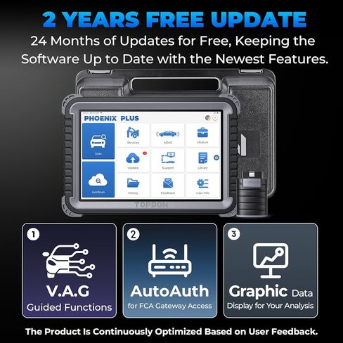 TOPDON Phoenix Plus Scanner, OE-Level ECU Coding Scan Tool with Bidirectional Control, Topology Map, All System, 41+ Services, FCA SGW AutoAuth, V.A.G Guided, 2-Years Free Update, Module Configuration in Saudi Arabia