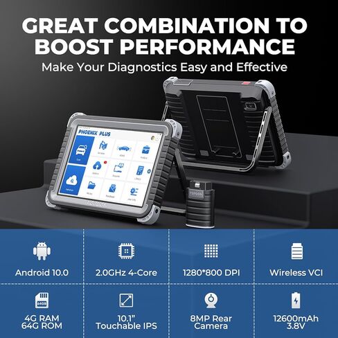 TOPDON Phoenix Plus Scanner, OE-Level ECU Coding Scan Tool with Bidirectional Control, Topology Map, All System, 41+ Services, FCA SGW AutoAuth, V.A.G Guided, 2-Years Free Update, Module Configuration in Saudi Arabia