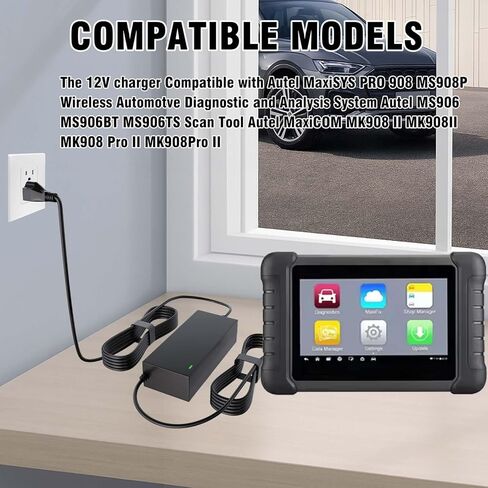 محول طاقة 12 فولت متوافق مع Autel MaxiSYS MS905 MS906 MS908 MS906BT MS906TS MS908P MS908S ماسح ضوئي لاسلكي لتحليل تشخيص السيارات لـ Autel MaxiSYS Elite II PRO MS909 MS909CV MS909EV in Kuwait