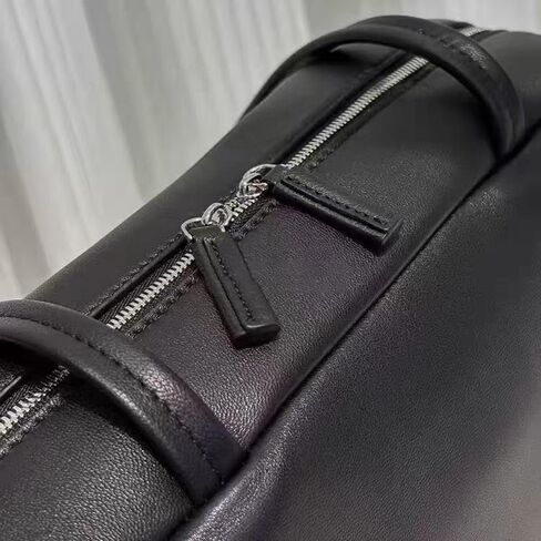 Genuine Sheepskin Women Shoulder Bag Purses Black Minimalist Design Slim Flat Handles Dual Zipper Closure Antique Silver Hardware 12x7x4 in Ideal for Daily Commute Casual Outings in Saudi Arabia
