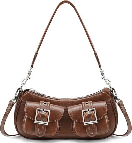 حقيبة كتف Y2K للنساء مع سحاب، حقيبة كروس جلدية، محفظة كلاسيكية تحت الإبط للاستخدام اليومي in Kuwait