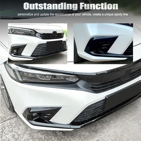 غطاء خفيف للضباب الأمامي متوافق مع 2024 2023 2022 Honda Civic 11th Gen Foglight Lamp Bumper إطار ممتص الصدمات ملحقات السيارة قطعتان/مجموعة باللون الأسود اللامع in Saudi Arabia