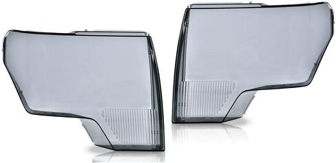 CHEDA Headlight Lens Cover Left & Right Compatible with 2009 2010 2011 2012 2013 2014 Ford F150; Not Fit Models w/Factory HID Headlights Smoky Lens in Saudi Arabia