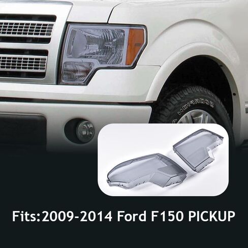 CHEDA Headlight Lens Cover Left & Right Compatible with 2009 2010 2011 2012 2013 2014 Ford F150; Not Fit Models w/Factory HID Headlights Smoky Lens in Saudi Arabia