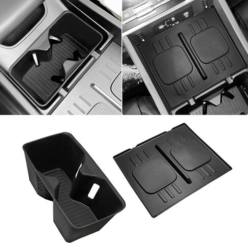6PCS Cup Holder Inserts & Wireless Charging Protective Mat for Hyundai Santa Fe 6/7 Seat 2026 2025 2024 Accessories - Front Center Console/2nd/3rd Row Cup Holders Organizer Wireless Charger Pad in Saudi Arabia
