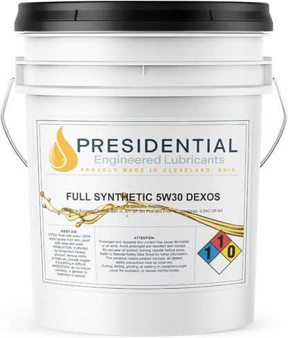 Presidential Full Synthetic Dexos 5W30 – Premium Motor Oil for Gasoline Engine Performance & Protection – Meets or exceeds GM Dexos Gen 3 specs - Made in USA (5 Gallon Pail) in Kuwait