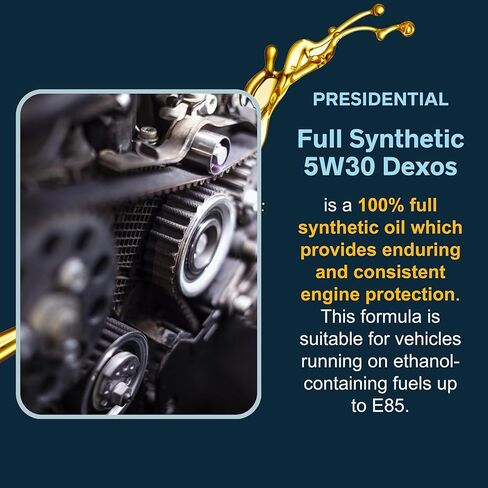 Presidential Full Synthetic Dexos 5W30 – Premium Motor Oil for Gasoline Engine Performance & Protection – Meets or exceeds GM Dexos Gen 3 specs - Made in USA (5 Gallon Pail) in Kuwait