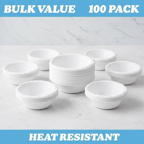 White 12 oz. Plastic Bowls - 100 Count(styles may vary) in Saudi Arabia