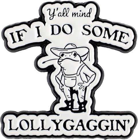 Y'all Mind إذا قمت بعمل بعض بروش دبوس ضفدع رعاة البقر Lollygaggin، دبوس المينا الفكاهة الجنوبية، هدية مضحكة للفتاة الكسولة الساخرة Sass Queen، طاقة منخفضة، دبابيس فكاهة الضفدع المماطلة، شارة طية صدر السترة العامية الغربية، ملحقات الحياة البطيئة in Kuwait