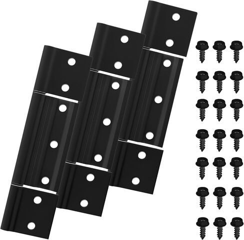 4 Packs Black Screen Door Hinges, Aluminum Matte Black Residential Storm Door Hinge 1/8 in Grooved Center fits for Most Screen Doors in Kuwait