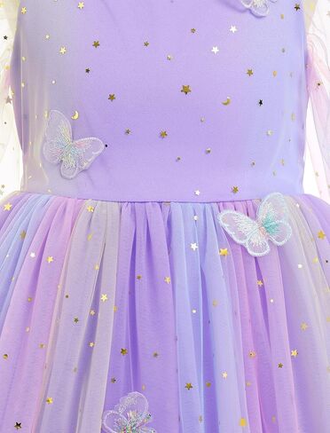 IBTOM CASTLE Birthday Dress for Girls Long Sleeve Glitter Star Tulle Party Dresses Sequin Bowknot Christmas Pageant Gown in Saudi Arabia