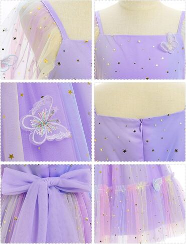 IBTOM CASTLE Birthday Dress for Girls Long Sleeve Glitter Star Tulle Party Dresses Sequin Bowknot Christmas Pageant Gown in Saudi Arabia