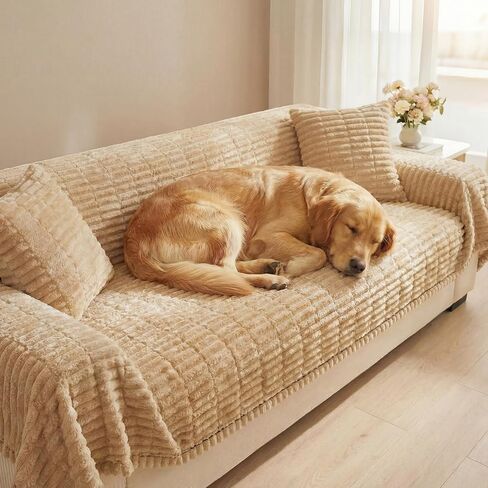 35 x 71 Inch Couch Cover for Dogs Washable, Non-Slip Sofa Protectors, Fuzzy Boho Pet-Friendly Furniture Cushion Slipcover, Protects from Pet Hair, Scratches & Spills in Saudi Arabia