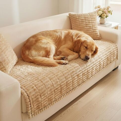 35 x 71 Inch Couch Cover for Dogs Washable, Non-Slip Sofa Protectors, Fuzzy Boho Pet-Friendly Furniture Cushion Slipcover, Protects from Pet Hair, Scratches & Spills in Saudi Arabia
