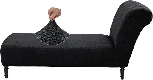 Teddy Wool Chaise Lounge Cover Indoor Armless Chaise Slipcover Luxury Elegance Lounge Chair Cover Ultra Soft Stretch Machine Washable Chair Covers for Living Room Bedroom Furniture, White in Saudi Arabia