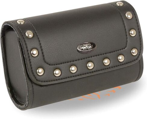 Shaf International Milwaukee Leather SH63202 Black Motorcycle PVC Small Studded Windshield Bag with Self FastenerClosure - One Size in Saudi Arabia