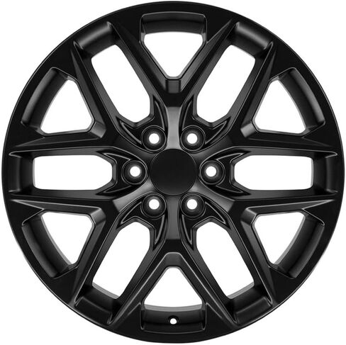 إطارات وإطارات OE Wheels CV62 مقاس 22 بوصة تناسب Silverado 1500 Style 6x139.7 22x9 Satin Black - Hollander 14078 - TS-37 AT 285/45-22 (مجموعة من 4) in Saudi Arabia