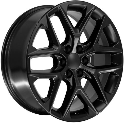 إطارات وإطارات OE Wheels CV62 مقاس 22 بوصة تناسب Silverado 1500 Style 6x139.7 22x9 Satin Black - Hollander 14078 - TS-37 AT 285/45-22 (مجموعة من 4) in Saudi Arabia