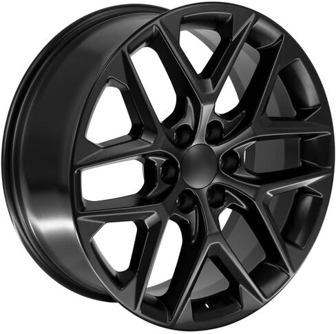 إطارات وإطارات OE Wheels CV62 مقاس 22 بوصة تناسب Silverado 1500 Style 6x139.7 22x9 Satin Black - Hollander 14078 - TS-37 AT 285/45-22 (مجموعة من 4) in Saudi Arabia