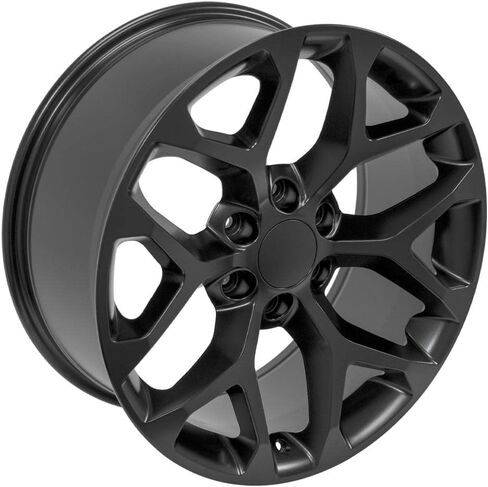 إطارات وإطارات OE Wheels CV98 20 بوصة تناسب Silverado 1500 Snowflake Style 6x139.7 20x9 Satin Black - Hollander 5668 - TS-37 AT 275/55-20 (مجموعة من 4) in Saudi Arabia