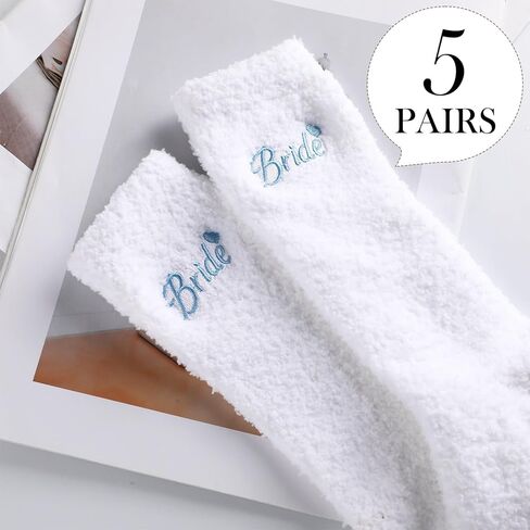 Non Slip Bride Sock Blue White Bridal Sock Soft Fuzzy Sleep Socks Gifts for Bride Wifey Anniversary Wedding in Saudi Arabia