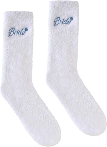 Non Slip Bride Sock Blue White Bridal Sock Soft Fuzzy Sleep Socks Gifts for Bride Wifey Anniversary Wedding in Saudi Arabia