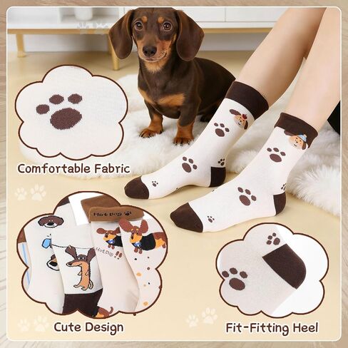 8 Pairs Womens Funny Socks Colorful Novelty Cute Dachshund Pattern Cotton Crew Socks for Dog Lover Women Mum in Saudi Arabia