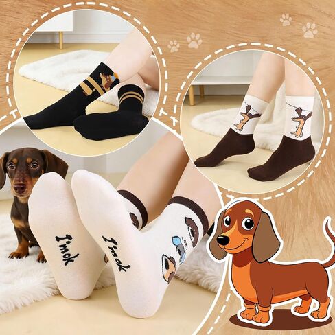 8 Pairs Womens Funny Socks Colorful Novelty Cute Dachshund Pattern Cotton Crew Socks for Dog Lover Women Mum in Saudi Arabia