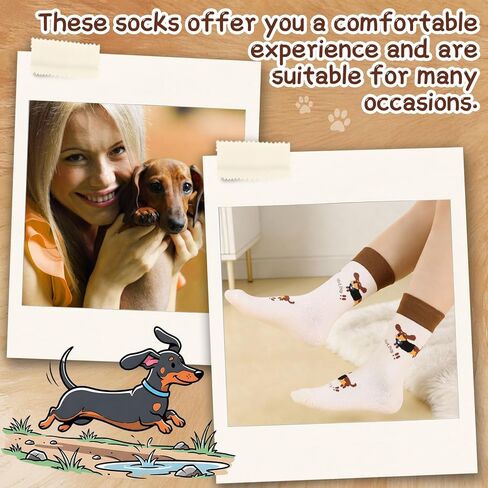 8 Pairs Womens Funny Socks Colorful Novelty Cute Dachshund Pattern Cotton Crew Socks for Dog Lover Women Mum in Saudi Arabia