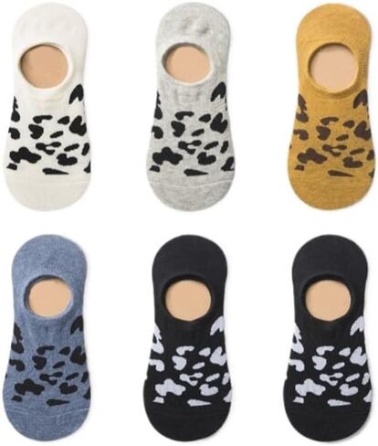 جوارب نسائية من cacacece بطبعة جلد الفهد - قبضة مضادة للانزلاق، رفيعة للغاية ومسامية للأحذية الرياضية والأحذية المسطحة والارتداء اليومي in Kuwait