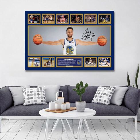 نجم كرة السلة ستيفن كاري وقع ملصق للأطفال المشجعين غرفة نوم جدار ديكور-ملصقات النجوم الرياضية قماش الفن طباعة صورة لهدايا عيد ميلاد الصبي في سن المراهقة in Kuwait