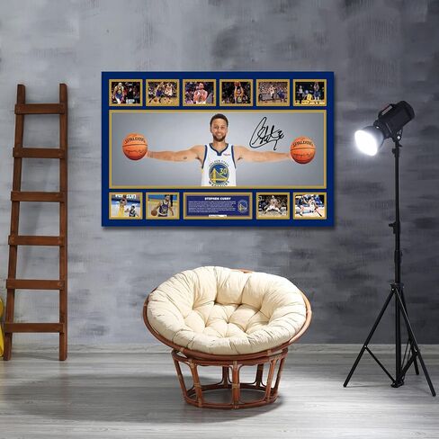 نجم كرة السلة ستيفن كاري وقع ملصق للأطفال المشجعين غرفة نوم جدار ديكور-ملصقات النجوم الرياضية قماش الفن طباعة صورة لهدايا عيد ميلاد الصبي في سن المراهقة in Kuwait
