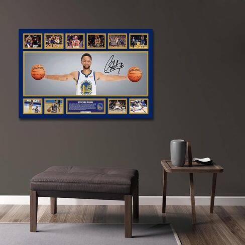 نجم كرة السلة ستيفن كاري وقع ملصق للأطفال المشجعين غرفة نوم جدار ديكور-ملصقات النجوم الرياضية قماش الفن طباعة صورة لهدايا عيد ميلاد الصبي في سن المراهقة in Kuwait
