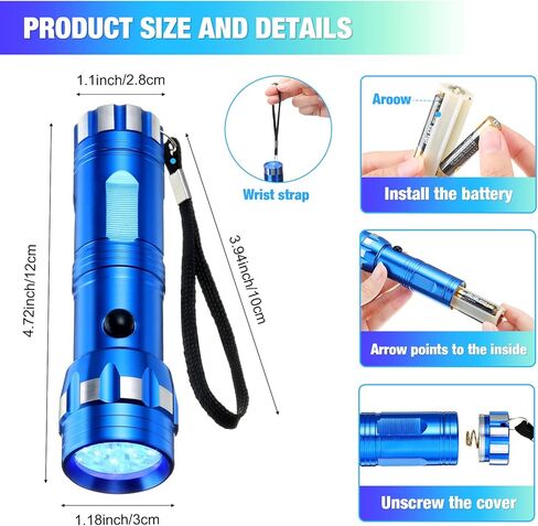 Auto Air Conditioner Leak Detector Tool Flashlight 2 Pieces Car Leak Test Flashlight Dye Oil UV Leak Detection Kit Automotive 14 LED Flashlight with 4 Pairs UV Protective Glasses and 2 Black Bags in Saudi Arabia