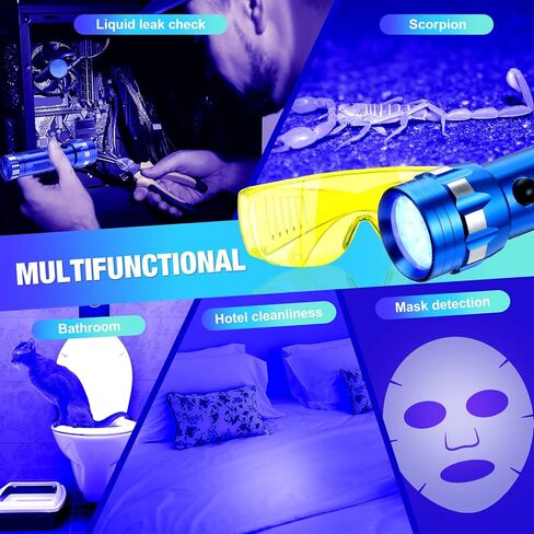 Auto Air Conditioner Leak Detector Tool Flashlight 2 Pieces Car Leak Test Flashlight Dye Oil UV Leak Detection Kit Automotive 14 LED Flashlight with 4 Pairs UV Protective Glasses and 2 Black Bags in Saudi Arabia