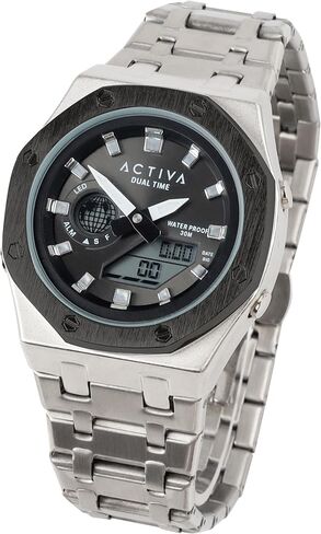 ACTIVA x INVICTA DIGITAL ESSENTIALS للجنسين 45.5 ملم سبيكة أسود + فضي قرص غير قابل للتطبيق رقمي إلكتروني in Saudi Arabia