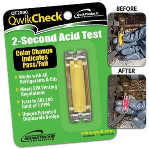 Quickcheck Acid Test Kit - HVAC - Detects Inorganic Acid in 2 Seconds Down to 1 Part Per Million - for All Refrigerant and Oil in Kuwait