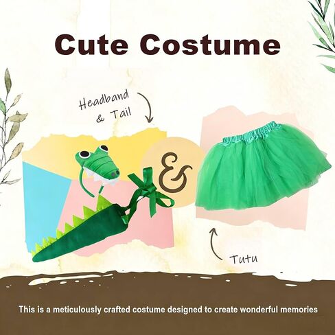 Kirei Sui Crocodile Costume for Women, Cute Alligator Headband, Tail & Tutu for Halloween Party Accessories in Saudi Arabia