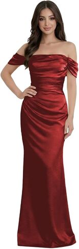 فستان حفلة موسيقية من الساتان سنوروز للنساء 2026 طويل حورية البحر قبالة الكتف مكشكش فستان رسمي للحفلات المسائية in Kuwait