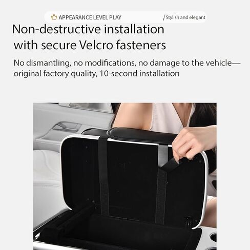 Car Armrest Storage Box, Car Armrest Storage Box with 2 Cup Holders, Center Console Cover with Dual Storage Pockets, Tissue Box Holder, Side Slots, and Wireless Phone Charging (Blcak) in Saudi Arabia