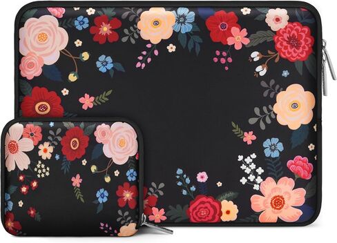 MOSISO Laptop Case 13.3 inch, 13-13.3 inch Laptop Sleeve Bag Compatible with MacBook Air/Pro 13/Pro 14 M5 M4 M3 M2 M1, HP Dell ASUS Lenovo,Neoprene Computer Sleeve Bag with Small Case,Ink Dyed Flowers in Saudi Arabia
