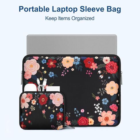 MOSISO Laptop Case 13.3 inch, 13-13.3 inch Laptop Sleeve Bag Compatible with MacBook Air/Pro 13/Pro 14 M5 M4 M3 M2 M1, HP Dell ASUS Lenovo,Neoprene Computer Sleeve Bag with Small Case,Ink Dyed Flowers in Saudi Arabia